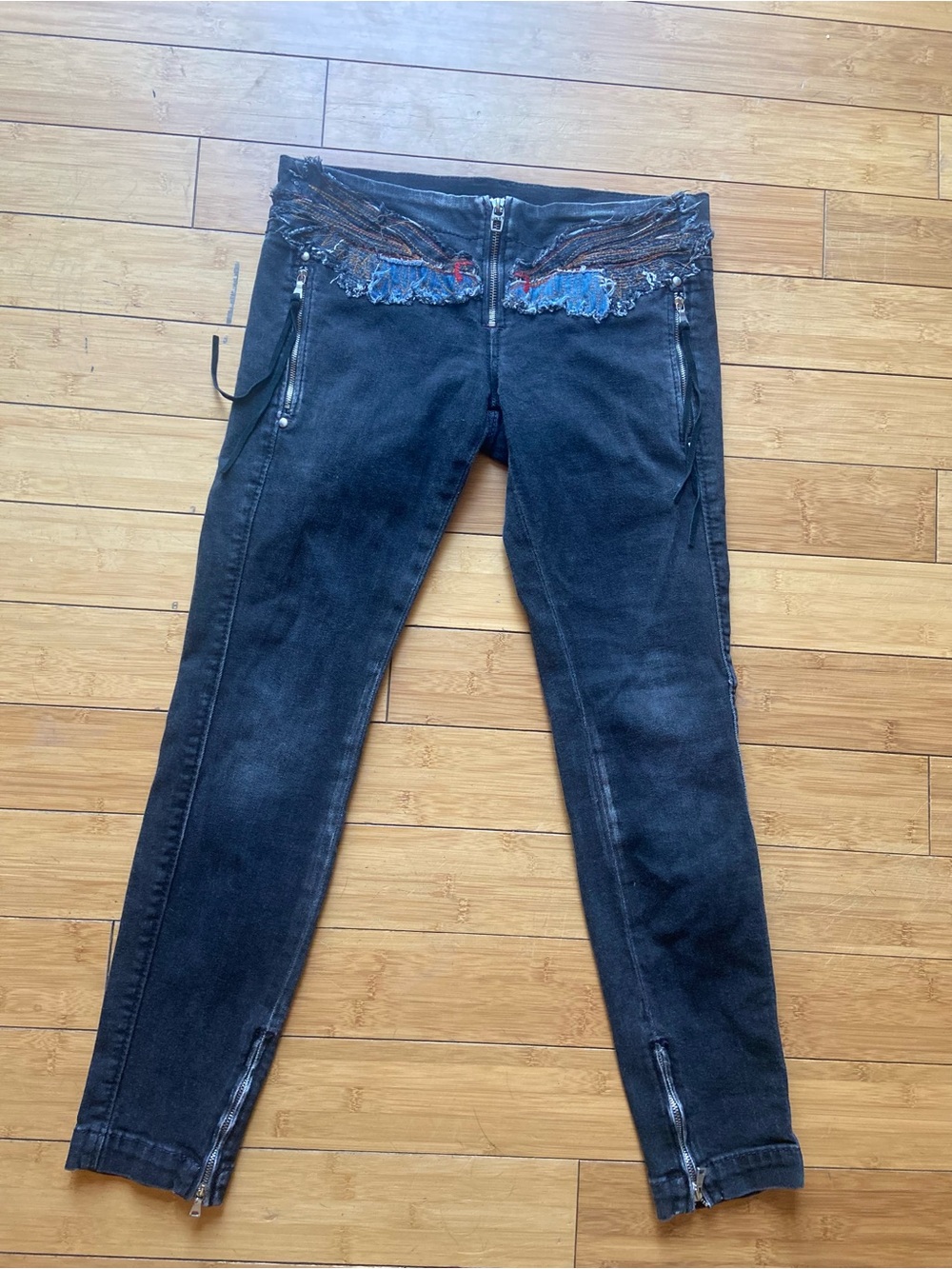 Miss Sixty Black Skinny Jeans with Embroidered Waist Detail